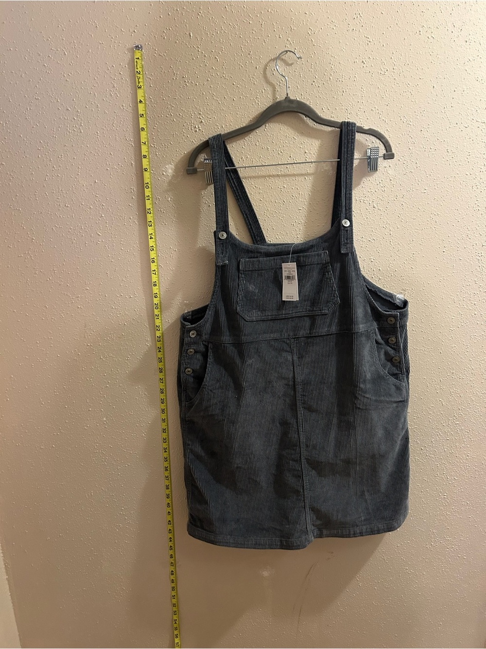 American Eagle Outfitters Gray Corduroy Overall Dress